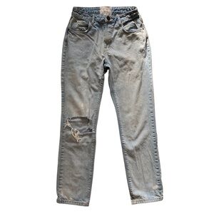 One Teaspoon High Waist Awesome Baggies Distressed Light Wash Jeans